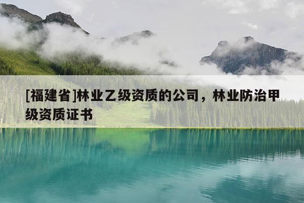 [福建省]林業(yè)乙級資質的公司，林業(yè)防治甲級資質證書